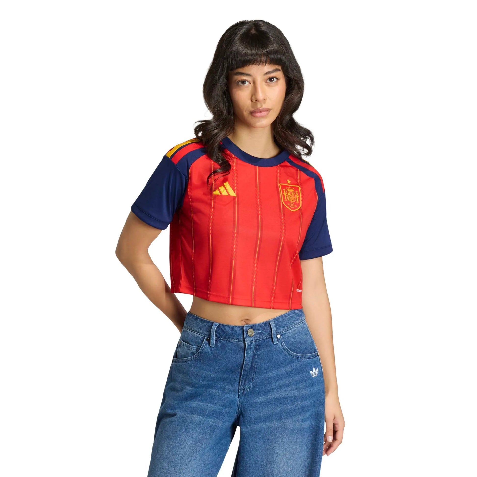 2026 Spain Women's Stadium Home Cropped Soccer Jersey Vivid Red 