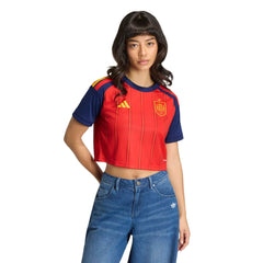 2026 Spain Women's Stadium Home Cropped Soccer Jersey Vivid Red 