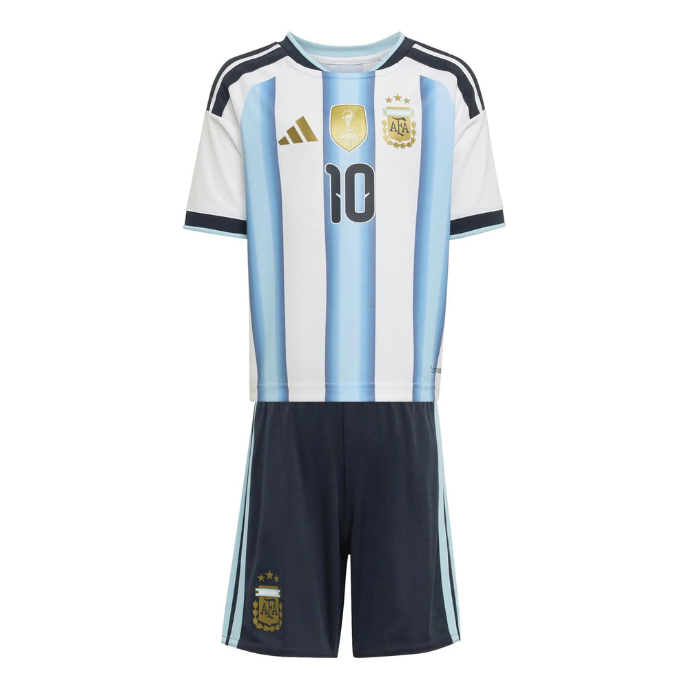 2026 Argentina Kid's Home Messi #10 Mini Kit White / Icey Blue / Light Blue 