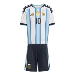 2026 Argentina Kid's Home Messi #10 Mini Kit White / Icey Blue / Light Blue 
