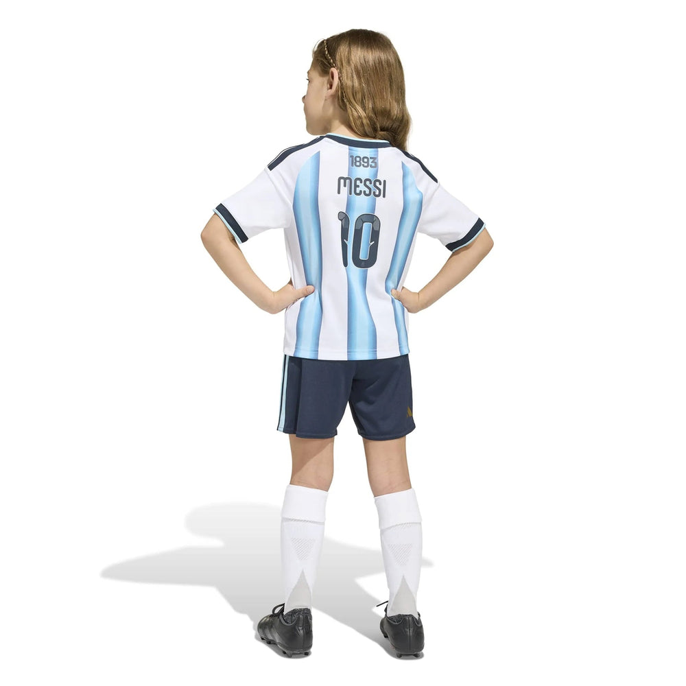 2026 Argentina Kid's Home Messi #10 Mini Kit White / Icey Blue / Light Blue 