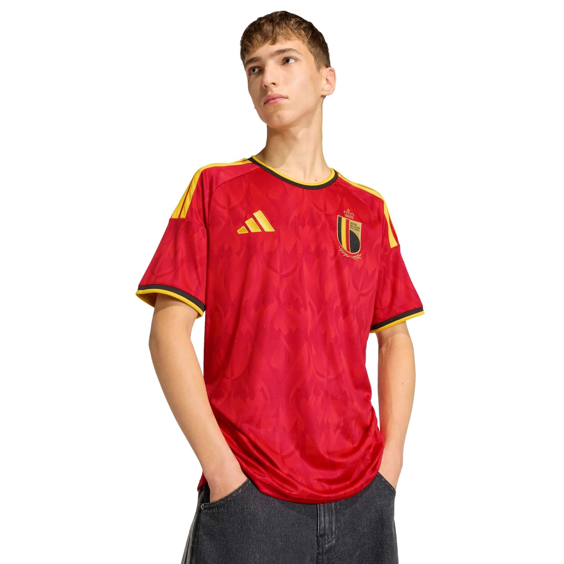 2026 Belgium Men's Stadium Home Soccer Jersey Red / Bold Gold 