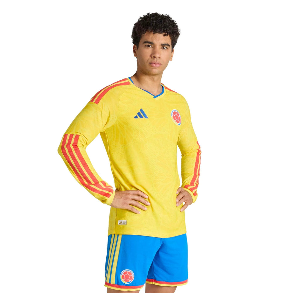 2026 Colombia Men's Authentic Home Long-Sleeve Soccer Jersey Impact Yellow 