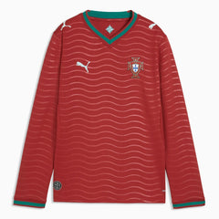 2026 Portugal Youth Stadium Home Long-Sleeve Jersey Club Red-Green Lagoon 