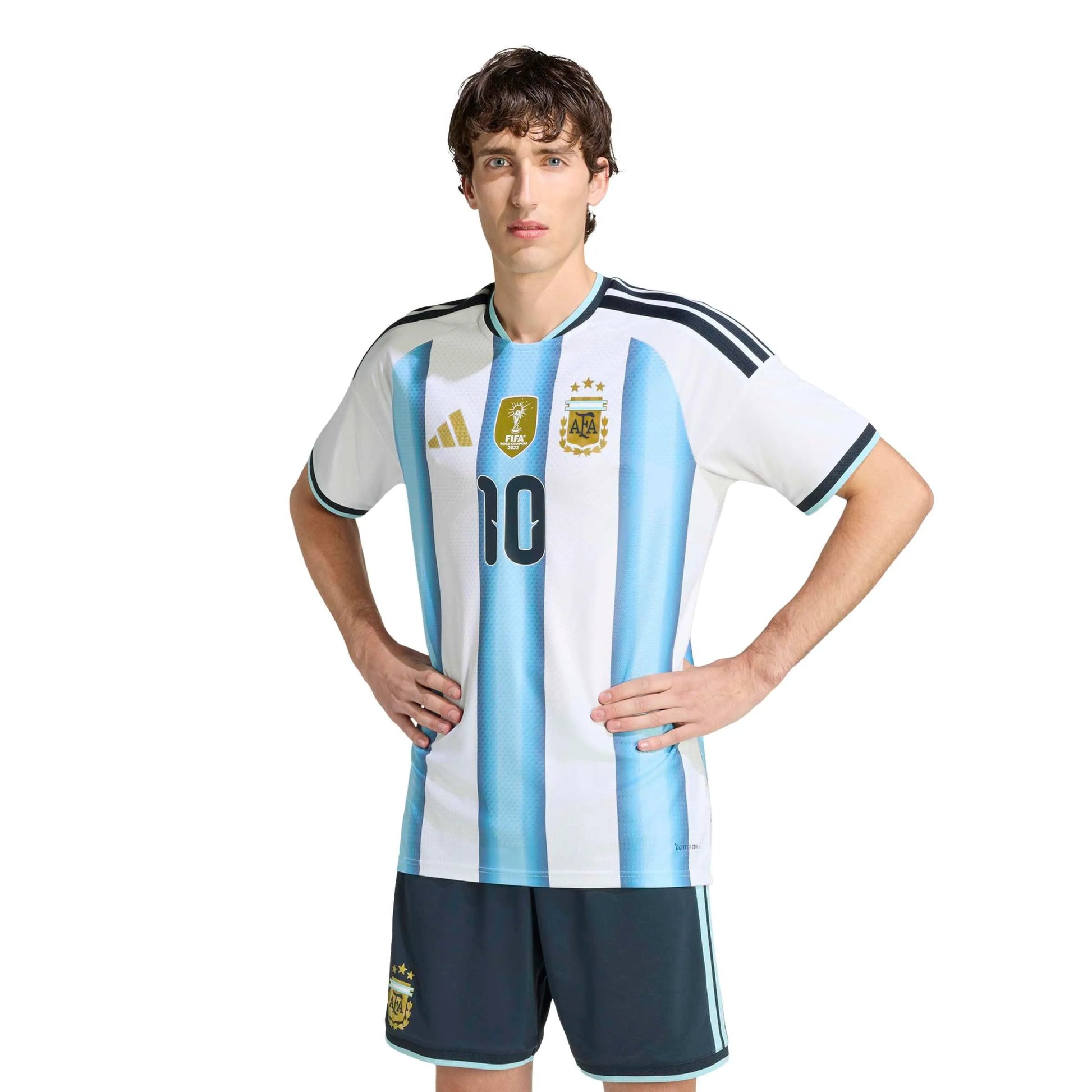2026 Argentina Men's Authentic Home Messi #10 Soccer Jersey White / Icey Blue / Light Blue 