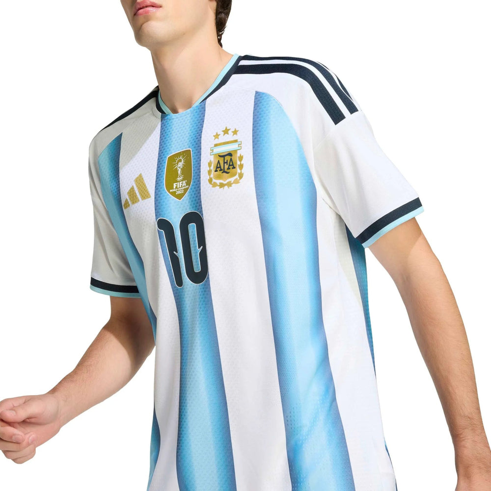 2026 Argentina Men's Authentic Home Messi #10 Soccer Jersey White / Icey Blue / Light Blue 