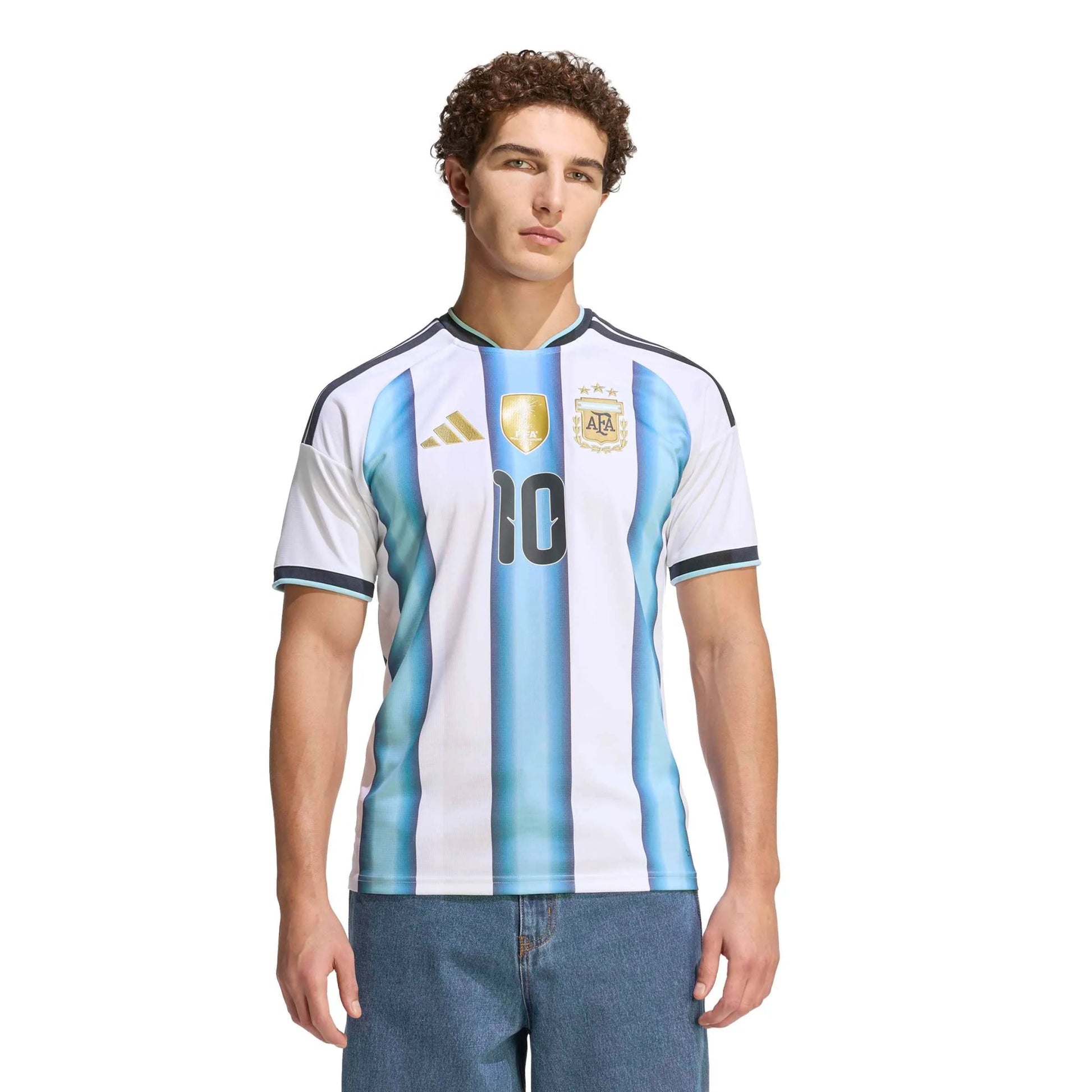 2026 Argentina Men's Stadium Home Messi #10 Soccer Jersey White / Icey Blue / Light Blue 