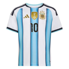 2026 Argentina Youth Stadium Home Messi #10 Soccer Jersey White / Icey Blue / Light Blue 
