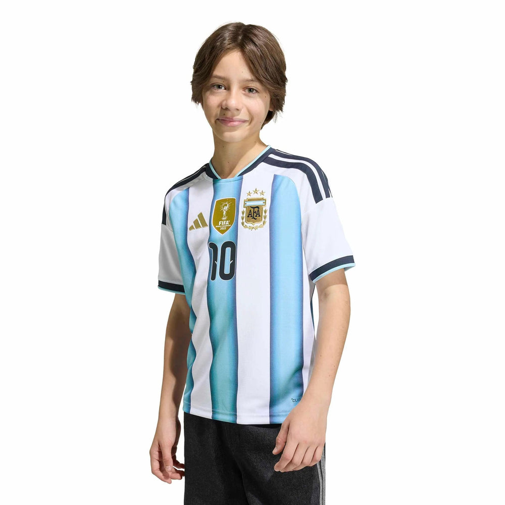 2026 Argentina Youth Stadium Home Messi #10 Soccer Jersey White / Icey Blue / Light Blue 