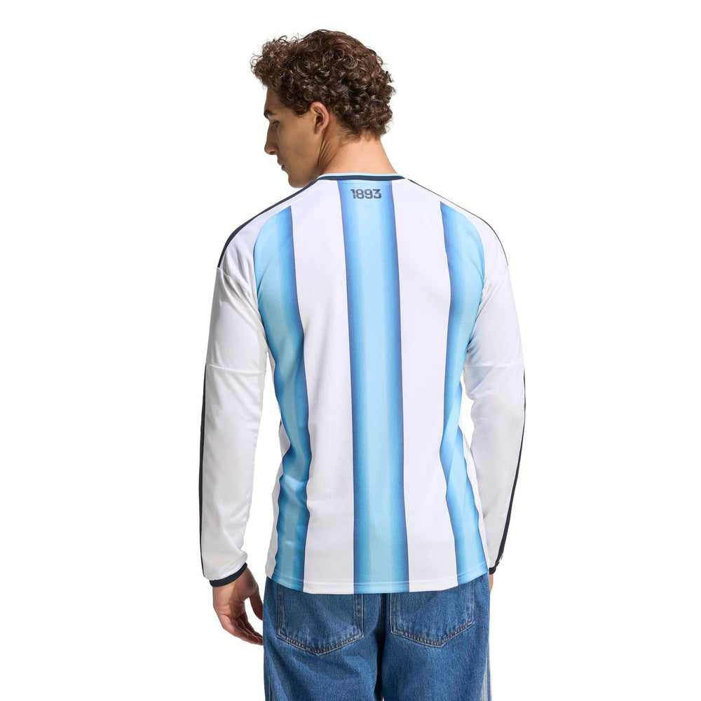 2026 Argentina Men's Stadium Home Long-Sleeve Soccer Jersey White / Icey Blue / Light Blue 