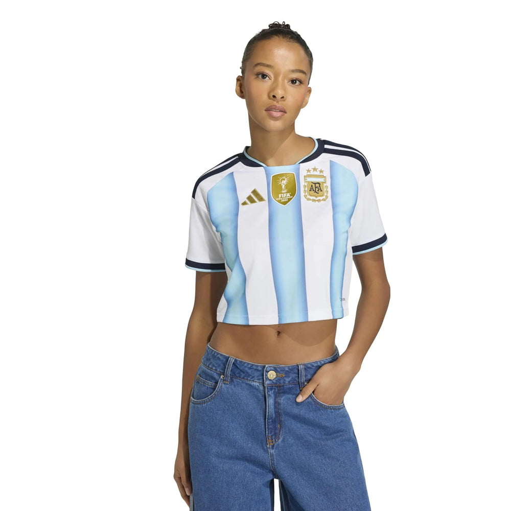 2026 Argentina Women's Stadium Home Cropped Soccer Jersey White / Icey Blue / Light Blue 