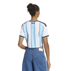 2026 Argentina Women's Stadium Home Cropped Soccer Jersey White / Icey Blue / Light Blue 