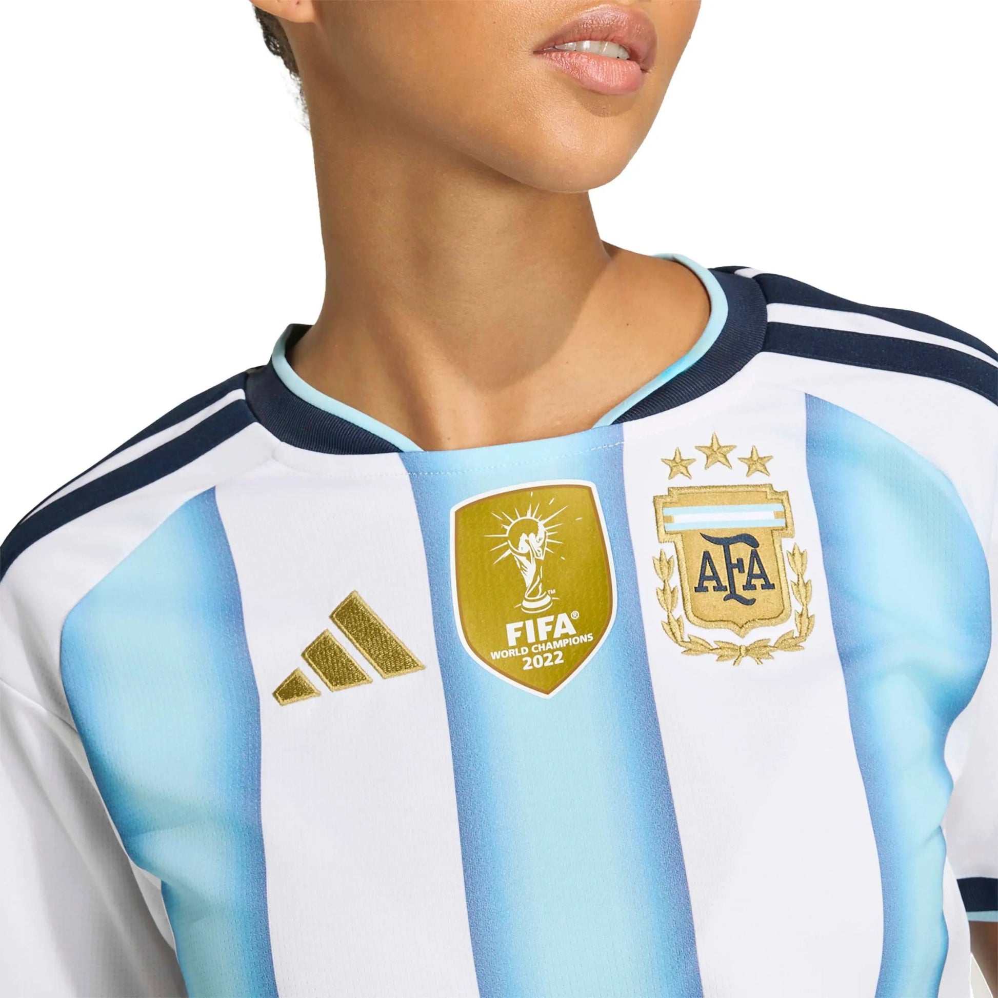 2026 Argentina Women's Stadium Home Cropped Soccer Jersey White / Icey Blue / Light Blue 