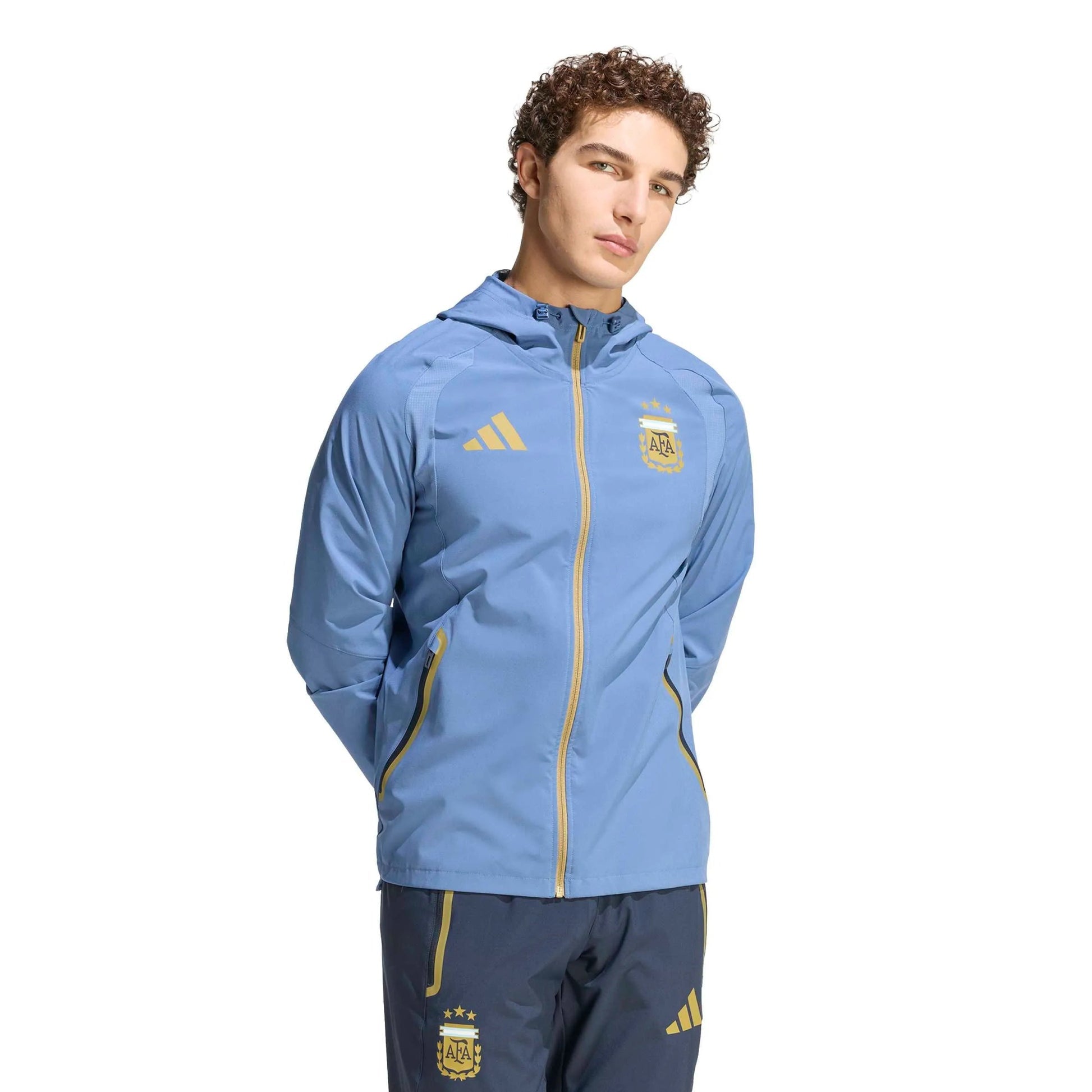 2026 Argentina Men's Tiro Travel Full Zip Windbreaker Crew Blue 