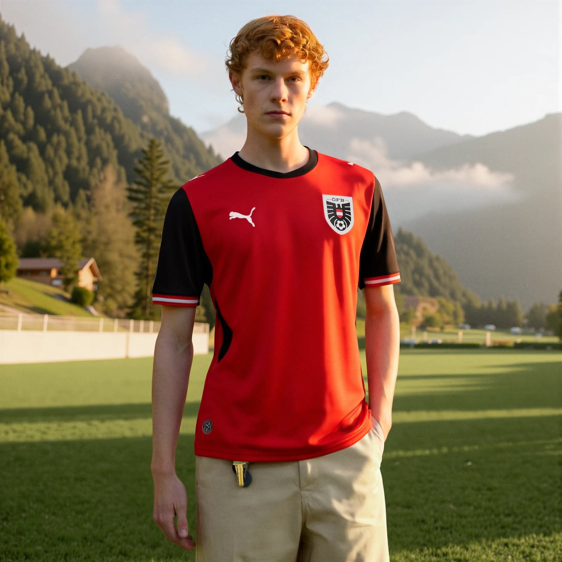 2026 Austria Men's Stadium Home Soccer Jersey Puma Red-Puma Black 