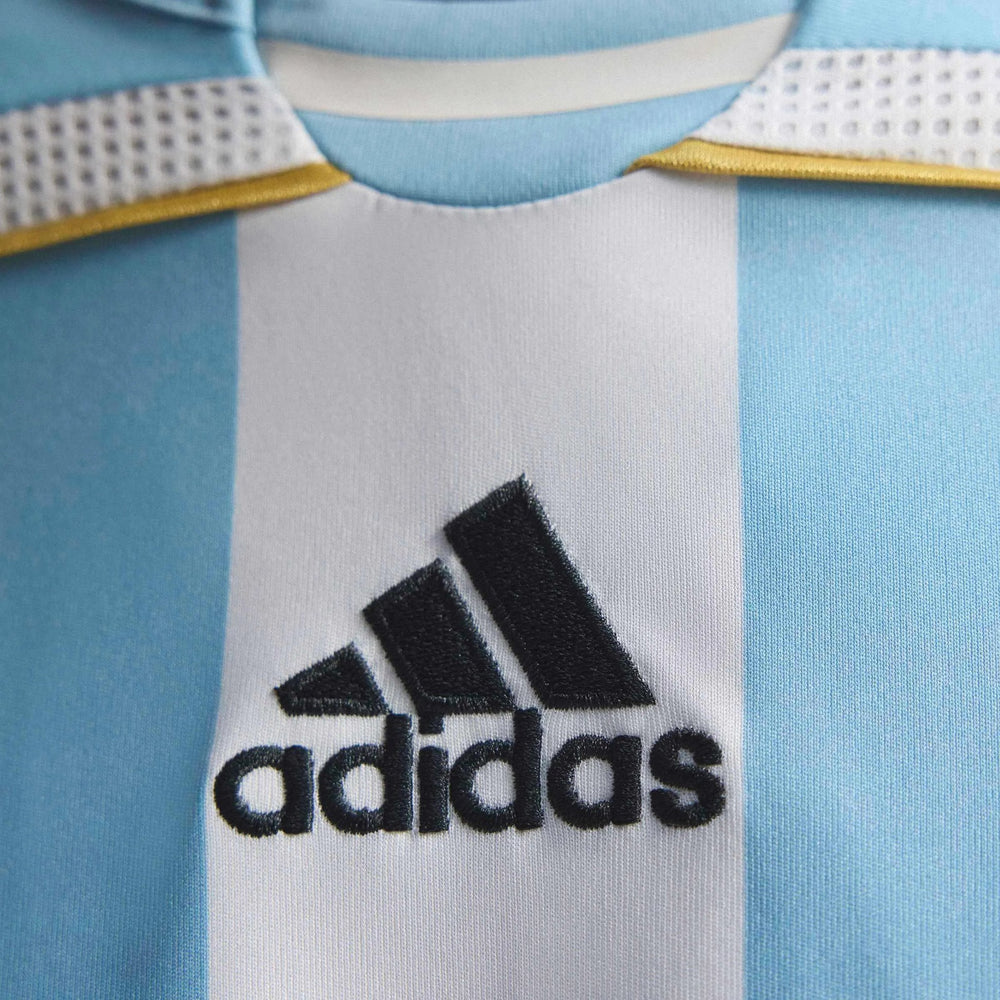 2006 Argentina Men's Retro Stadium Home Soccer Jersey White / Clear Blue 