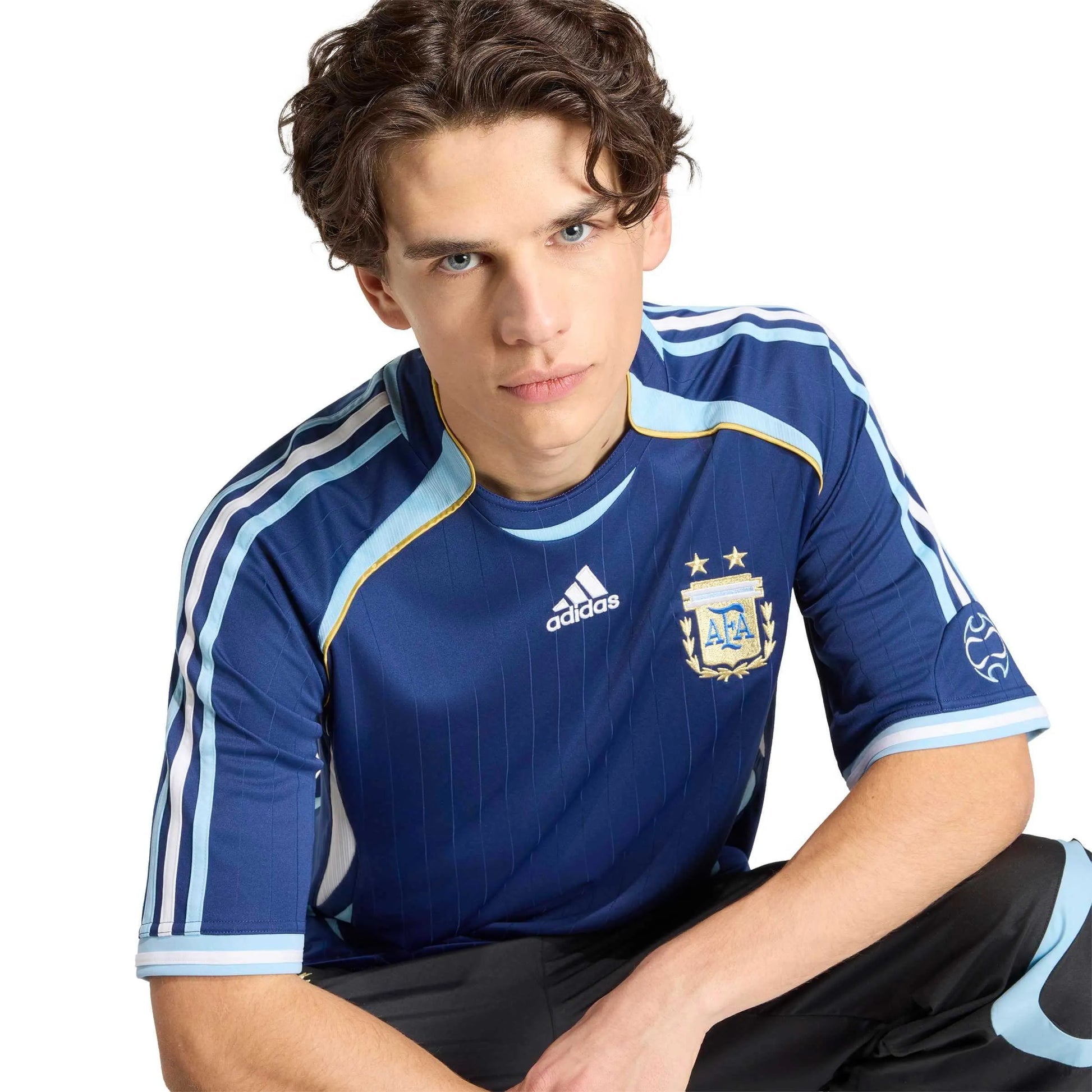2006 Argentina Men's Retro Stadium Away Soccer Jersey Dark Blue 