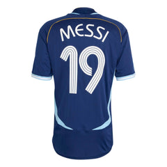 2006 Argentina Men's Retro Stadium Away Messi #19 Soccer Jersey Dark Blue 