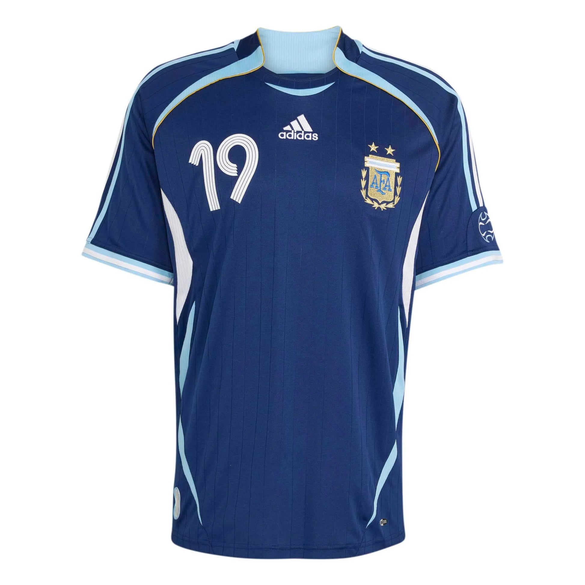 2006 Argentina Men's Retro Stadium Away Messi #19 Soccer Jersey Dark Blue 