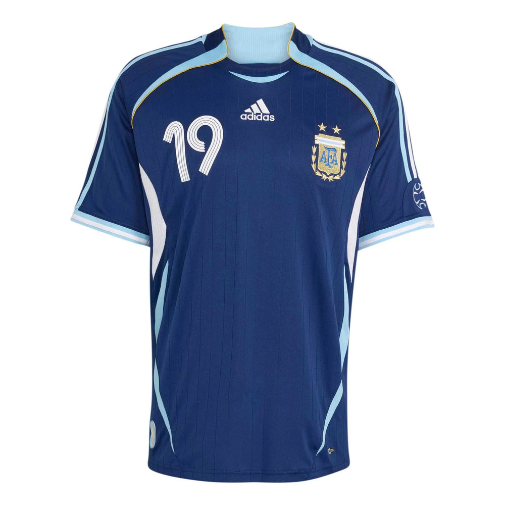 2006 Argentina Men's Retro Stadium Away Messi #19 Soccer Jersey Dark Blue 