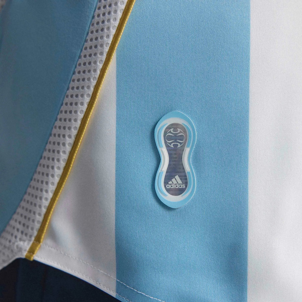 2006 Argentina Men's Retro Stadium Home Messi #19 Soccer Jersey White / Clear Blue 