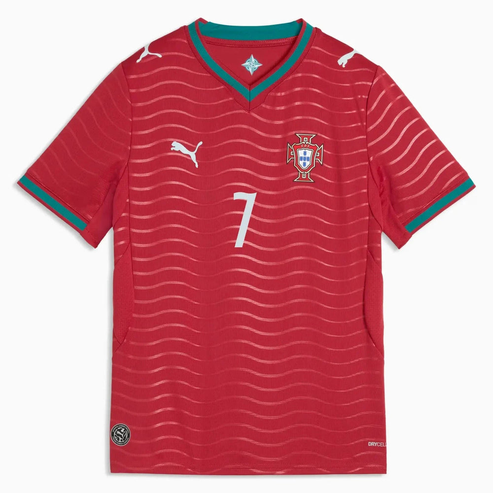 2026 Portugal Youth Stadium Home Ronaldo #7 Soccer Jersey Club Red-Green Lagoon 