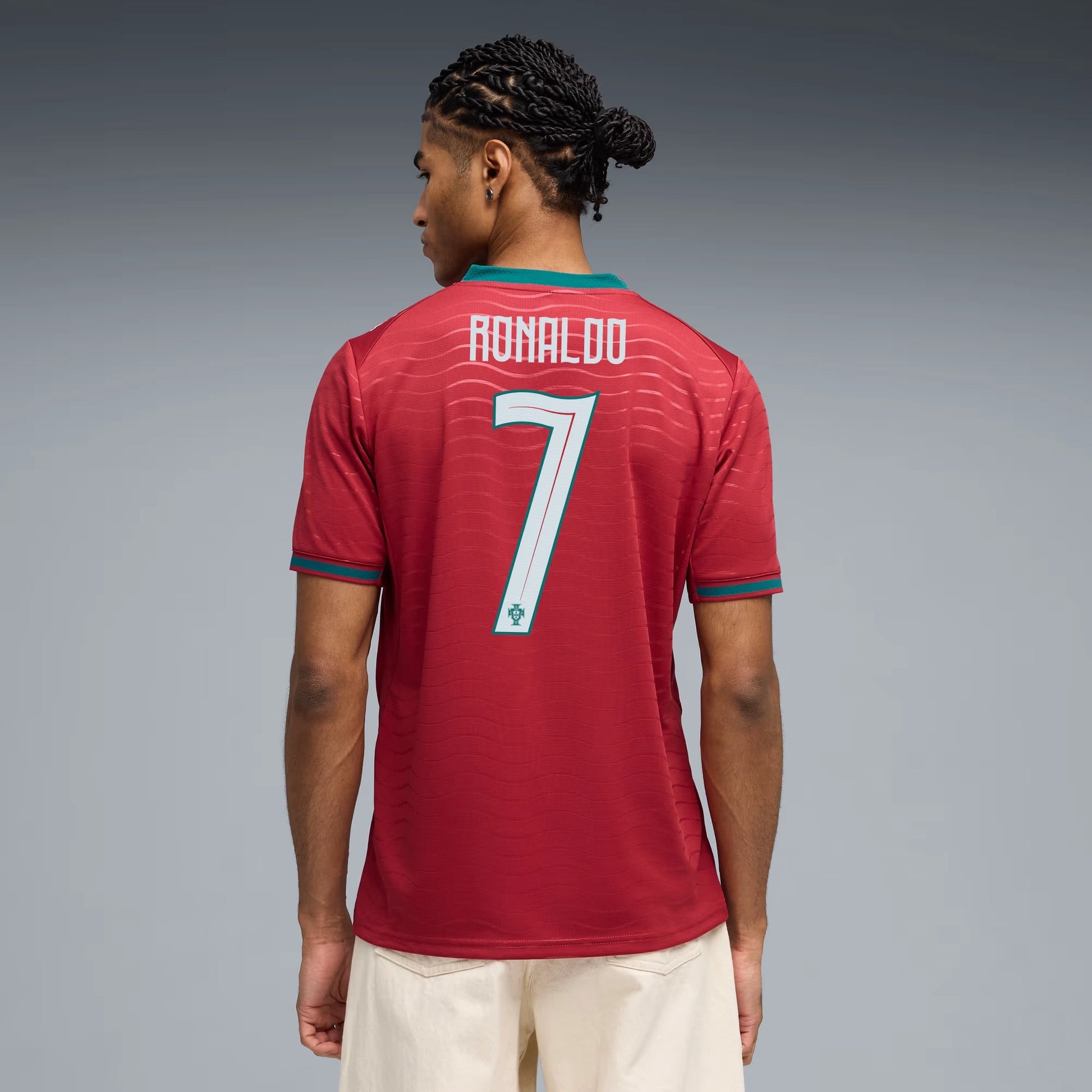 2026 Portugal Men's Stadium Home Ronaldo #7 Soccer Jersey Club Red-Green Lagoon 