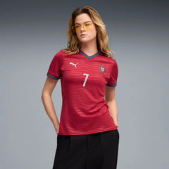 2026 Portugal Women's Stadium Home Ronaldo #7 Soccer Jersey Club Red-Green Lagoon 