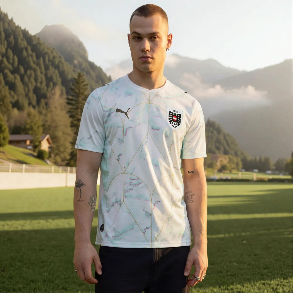 2026 Austria Men's Stadium Away Soccer Jersey Puma White-Mint Melt 