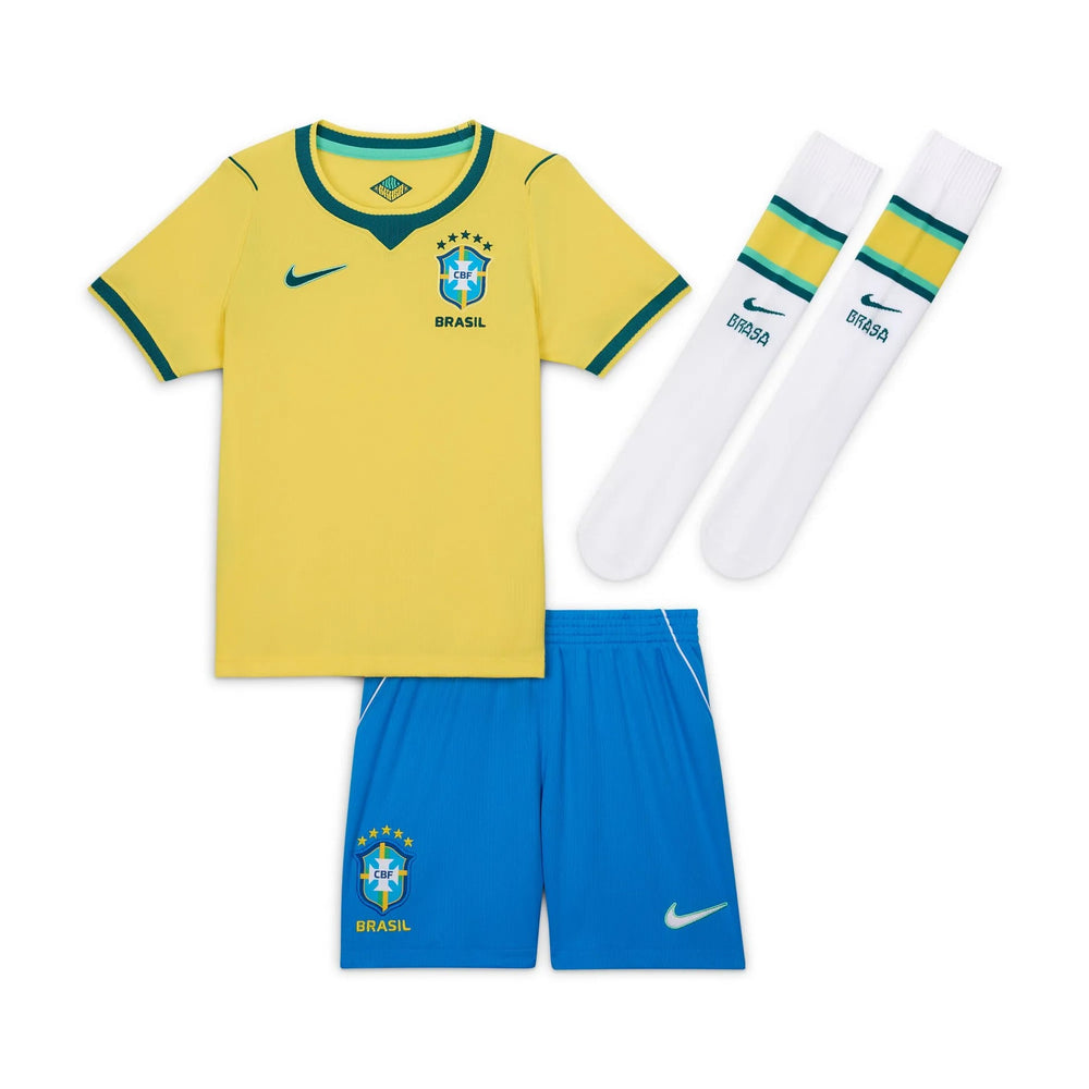 2026-27 Brazil Little Kids' Stadium Home Kit Canary/Light Menta/Geode Teal 