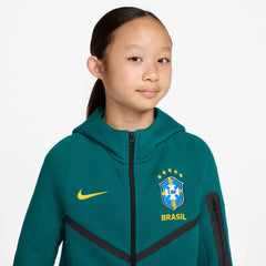 2026-27 Brazil Youth Full-Zip Tech Fleece Hoodie Geode Teal/Midwest Gold 