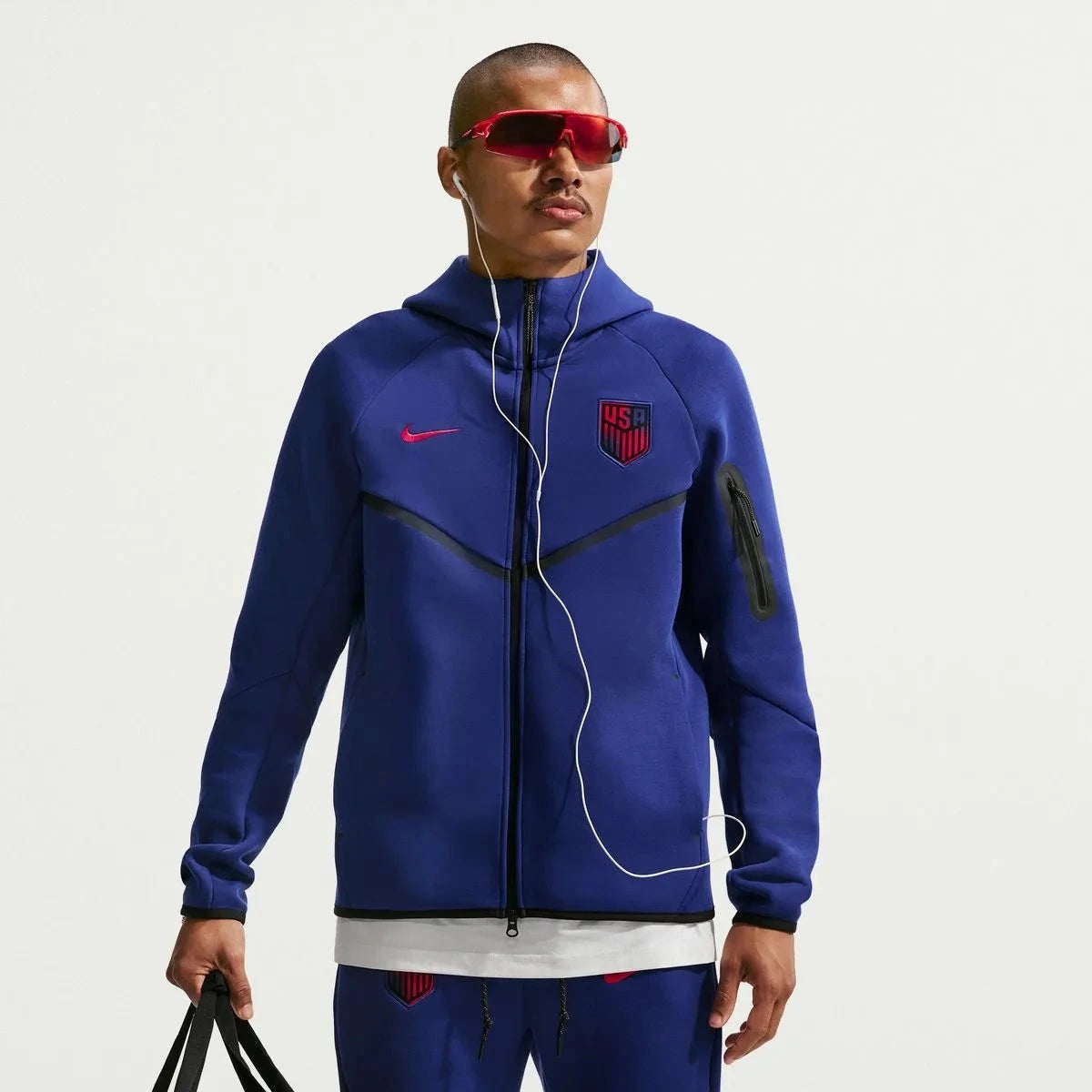 2026-27 USMNT Men's Full-Zip Tech Fleece Hoodie Deep Royal Blue/Challenge Red 