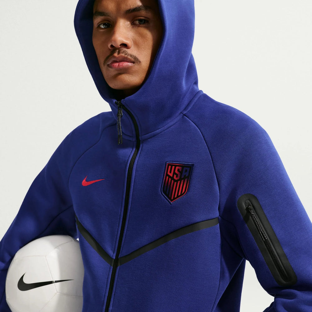 2026-27 USMNT Men's Full-Zip Tech Fleece Hoodie Deep Royal Blue/Challenge Red 
