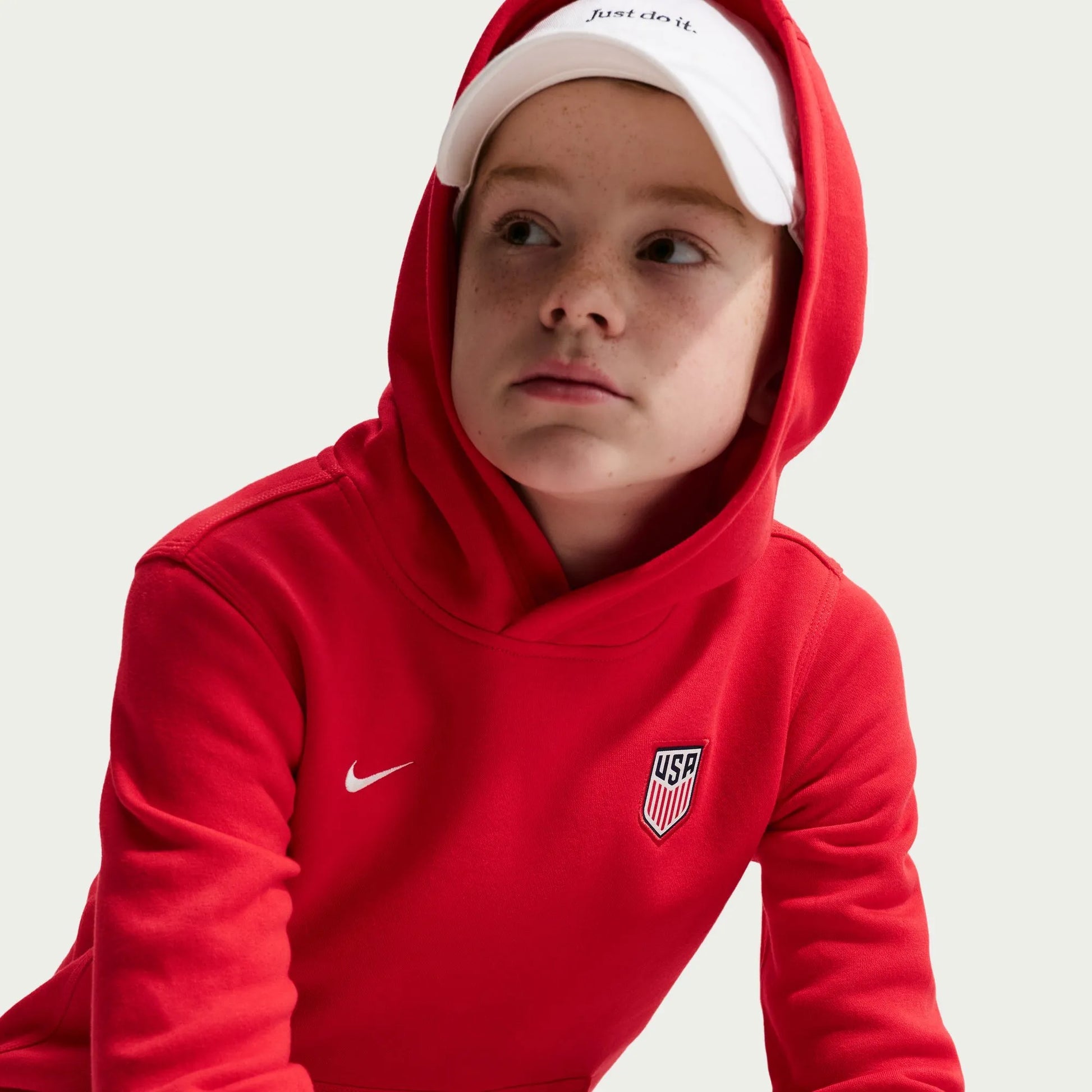 2026-27 USMNT Youth Club Pullover Hoodie University Red/Sail 