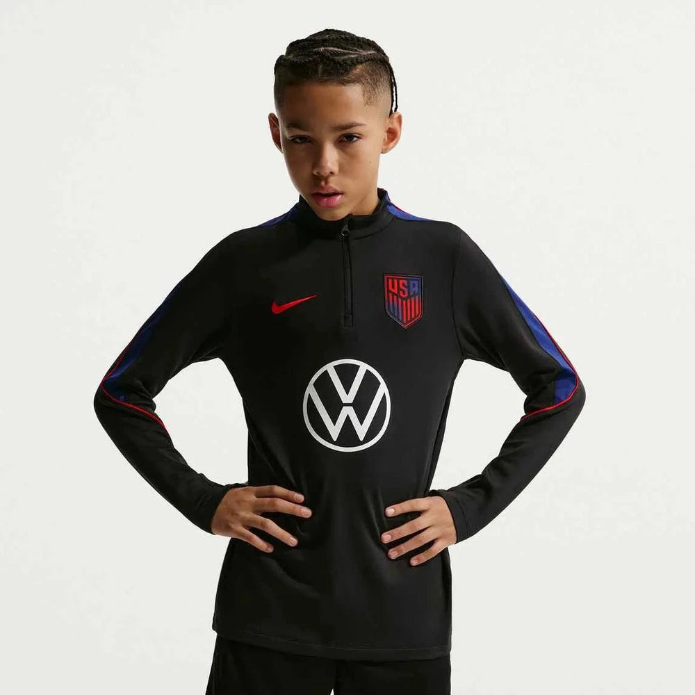 2026-27 USMNT Youth Strike Drill Top Black/Deep Royal Blue/Challenge Red 