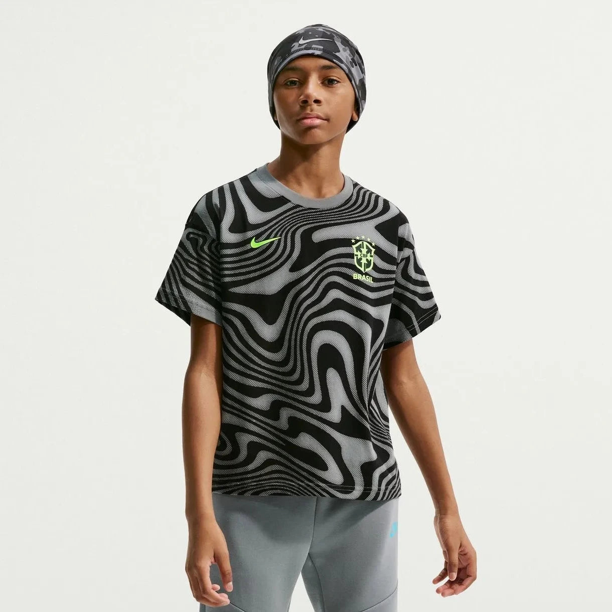 2026-27 Brazil Youth All Over Print Tee Dark Steel Grey 