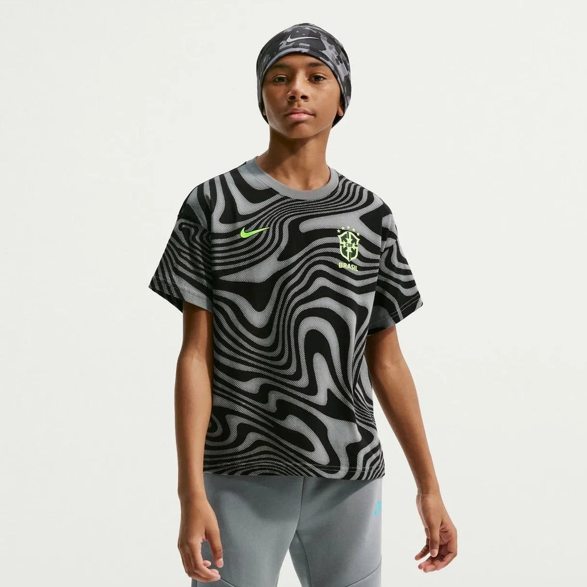 2026-27 Brazil Youth All Over Print Tee Dark Steel Grey 