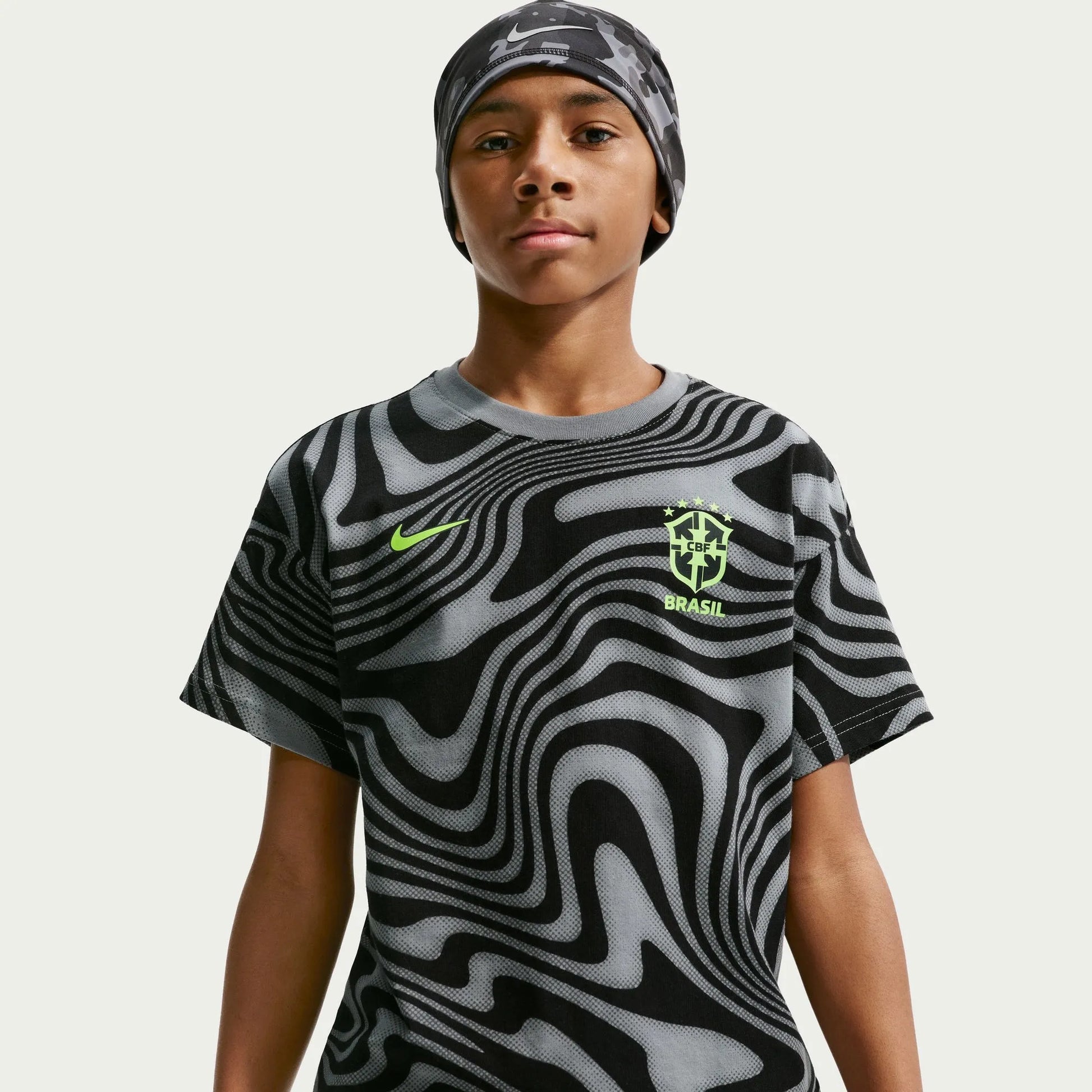 2026-27 Brazil Youth All Over Print Tee Dark Steel Grey 