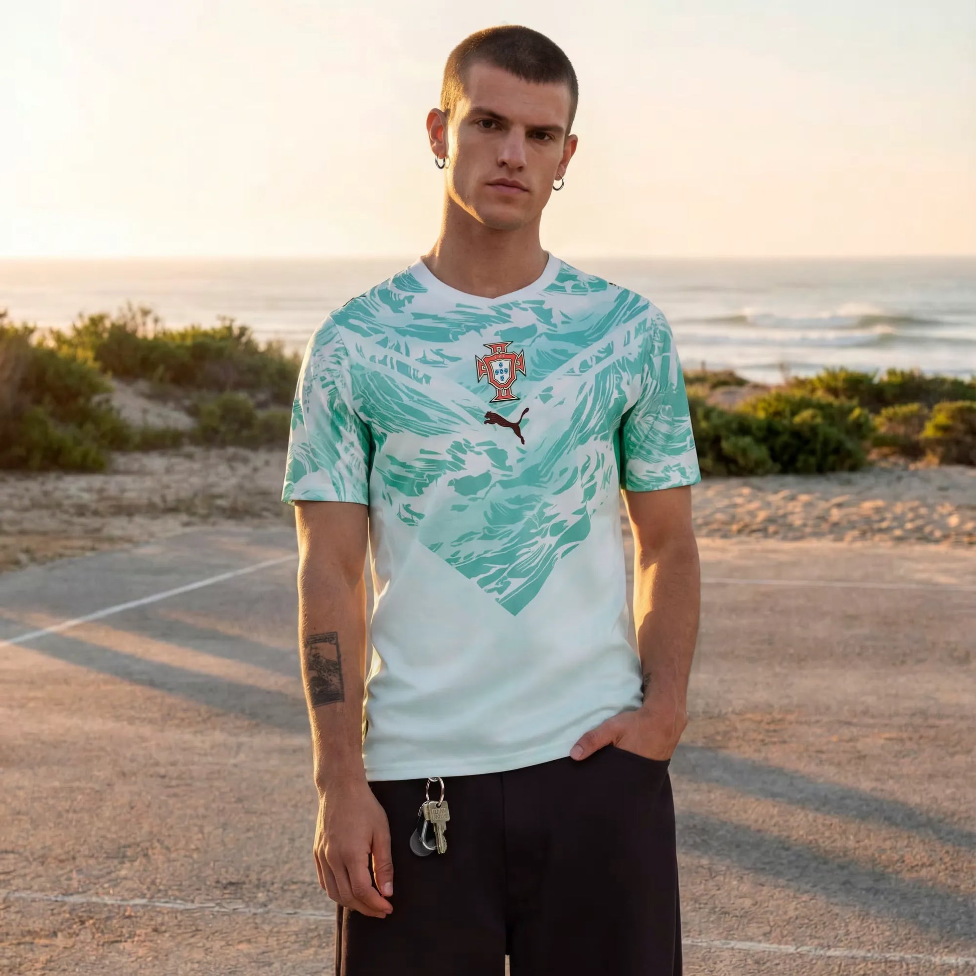2026-27 Portugal Men's Stadium Away Soccer Jersey Puma White-Green Lagoon 