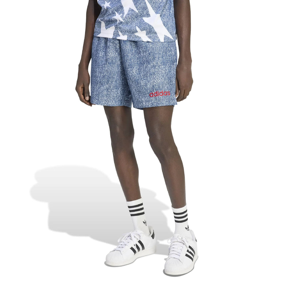 USA Men's Denim Graphic Shorts White / Dark Blue 