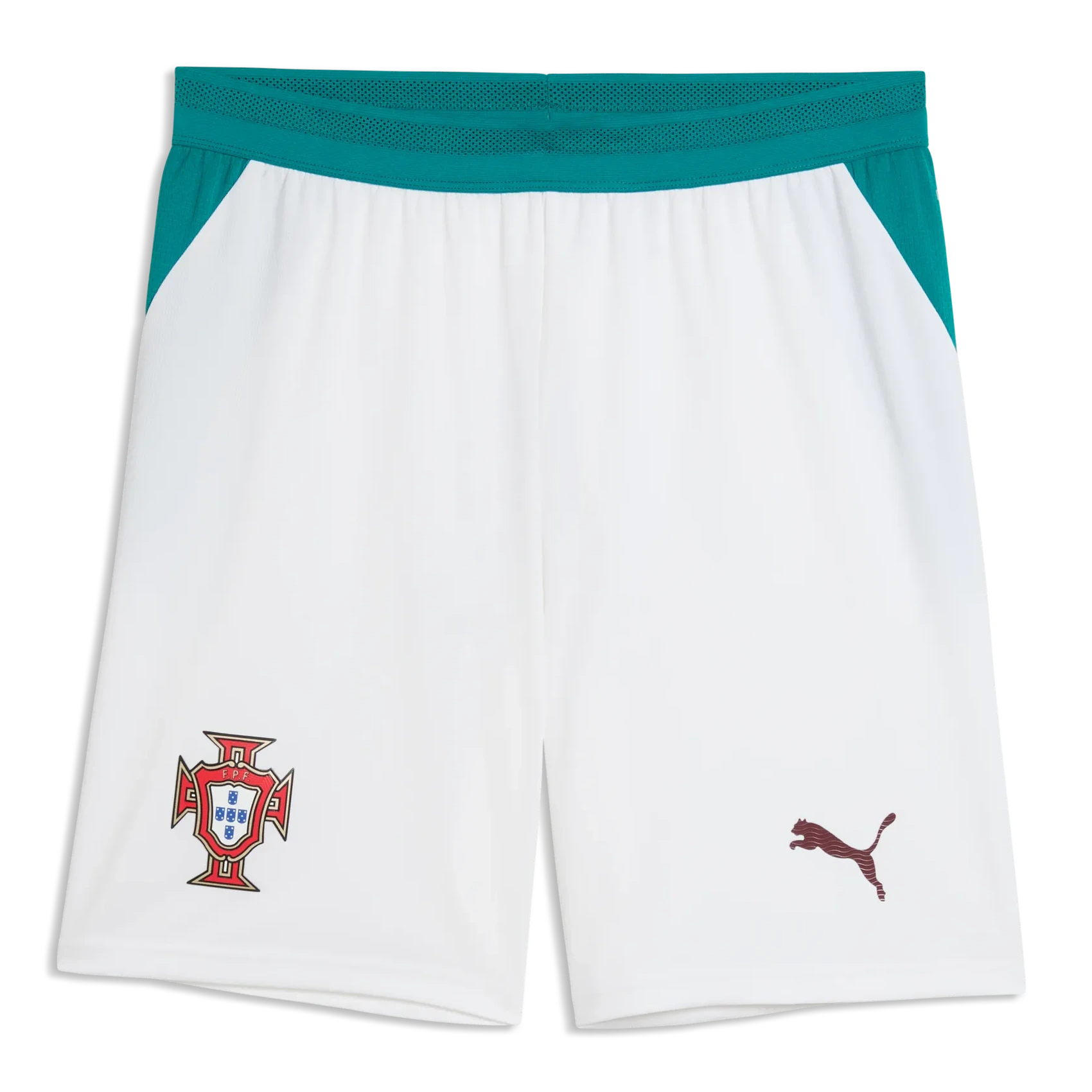 2026-27 Portugal Men's Stadium Away Shorts Puma White-Green Lagoon 