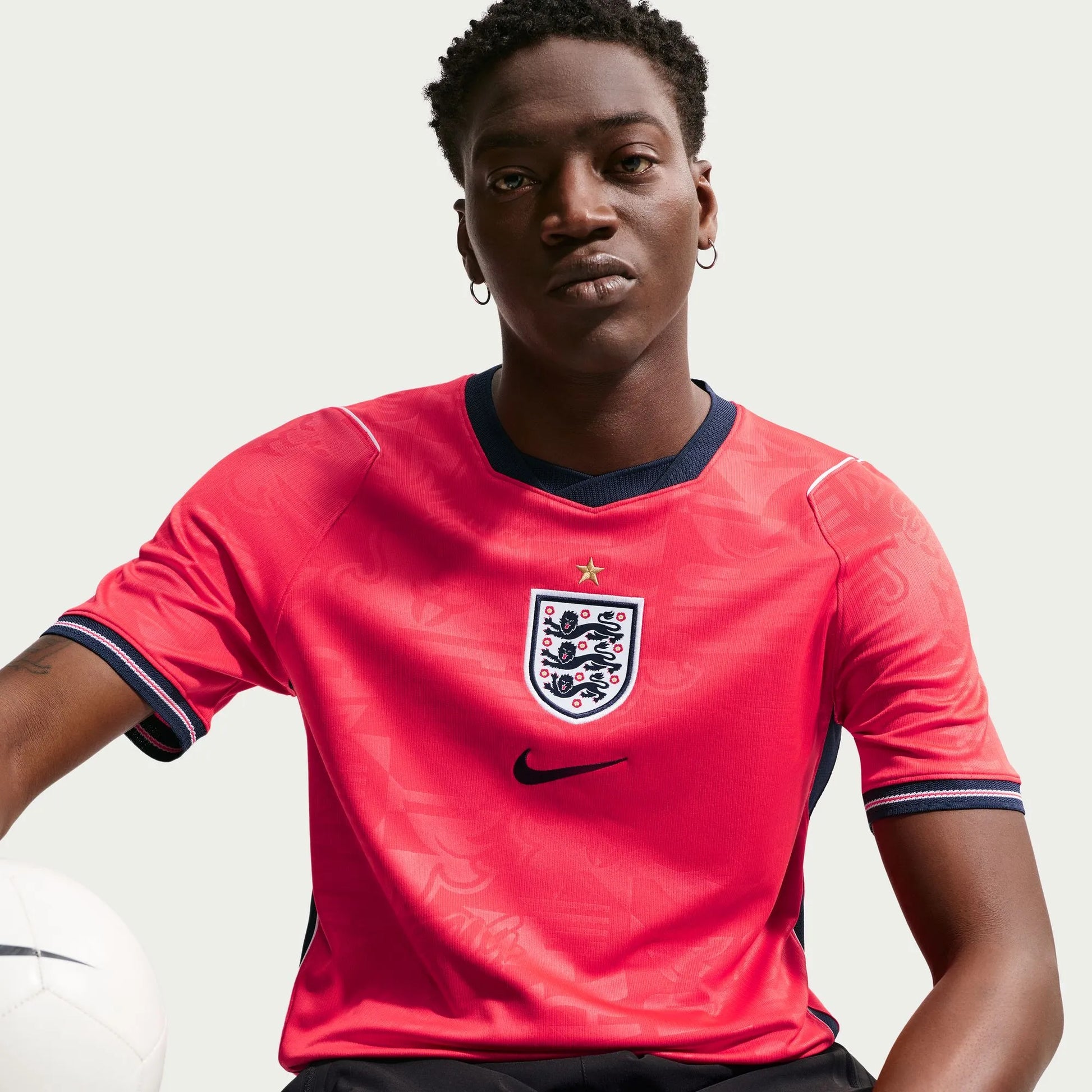 2026-27 England Men's Stadium Away Soccer Jersey Speed Red/Obsidian/White/Obsidian 
