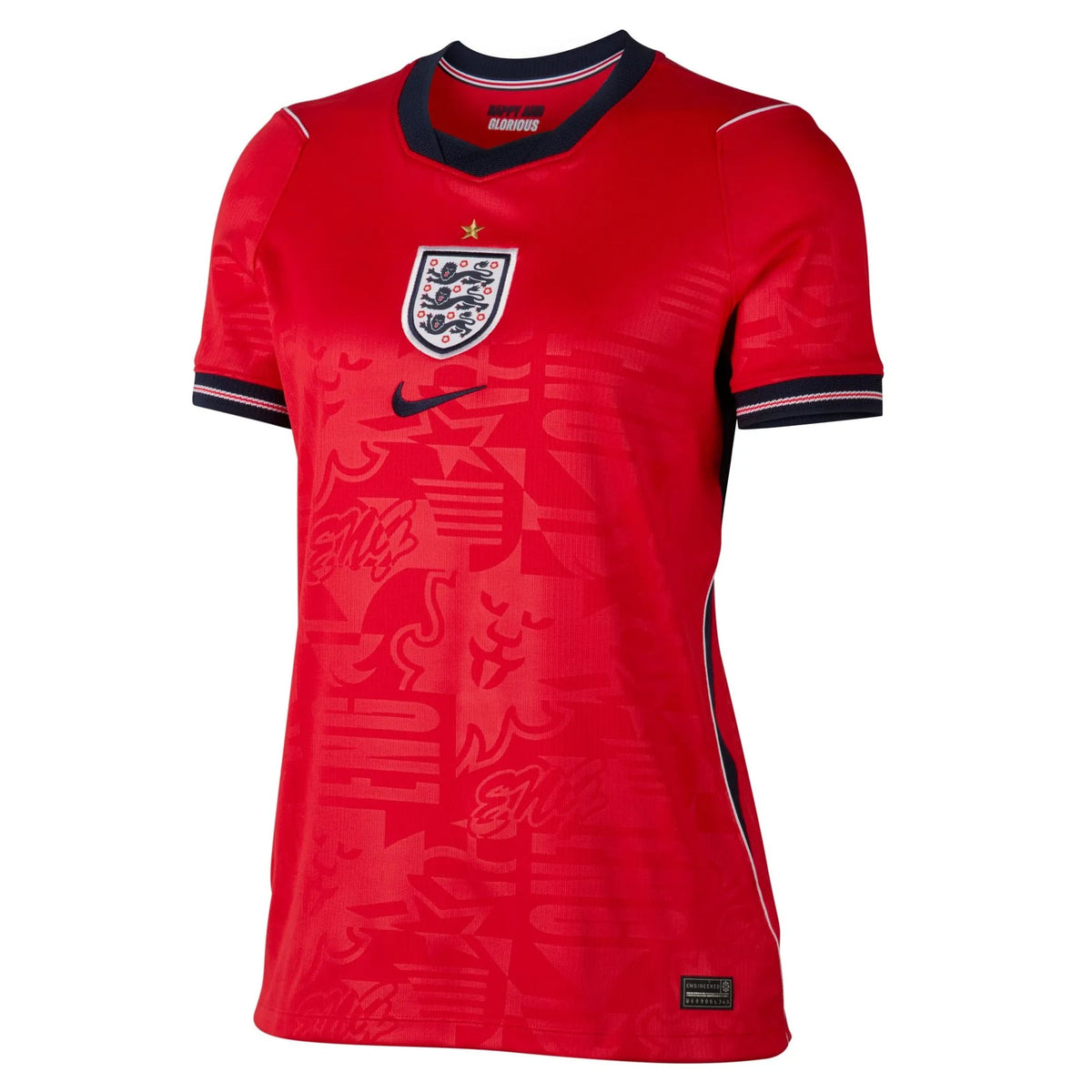 2026-27 England Women's Stadium Away Soccer Jersey Speed Red/Obsidian/White/Obsidian 