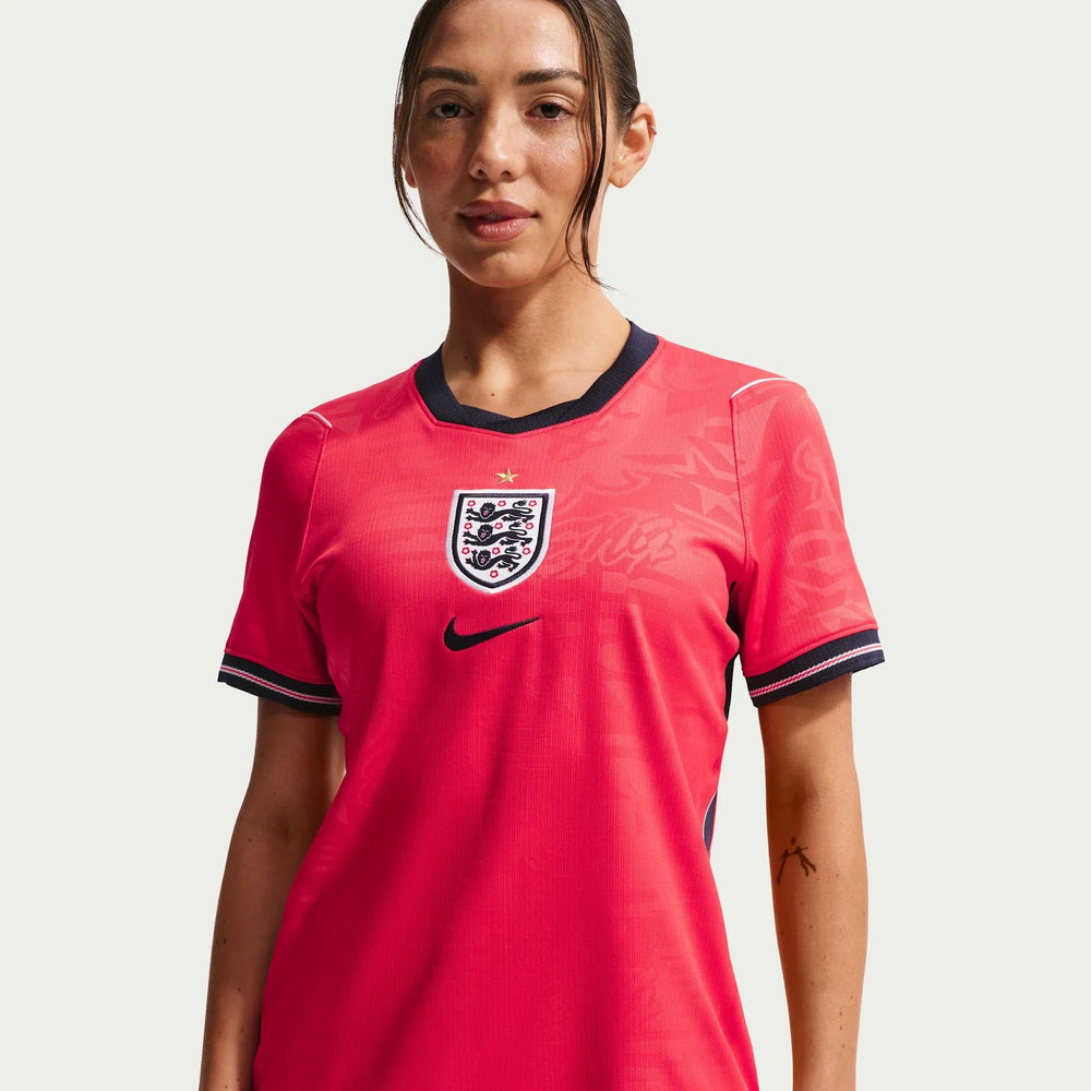 2026-27 England Women's Stadium Away Soccer Jersey Speed Red/Obsidian/White/Obsidian 