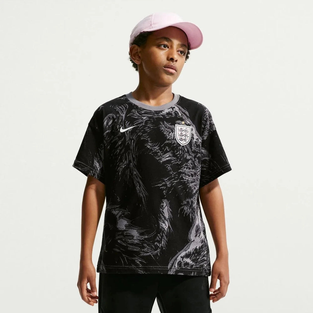 2026-27 England Youth All Over Print Tee Dark Steel Grey 
