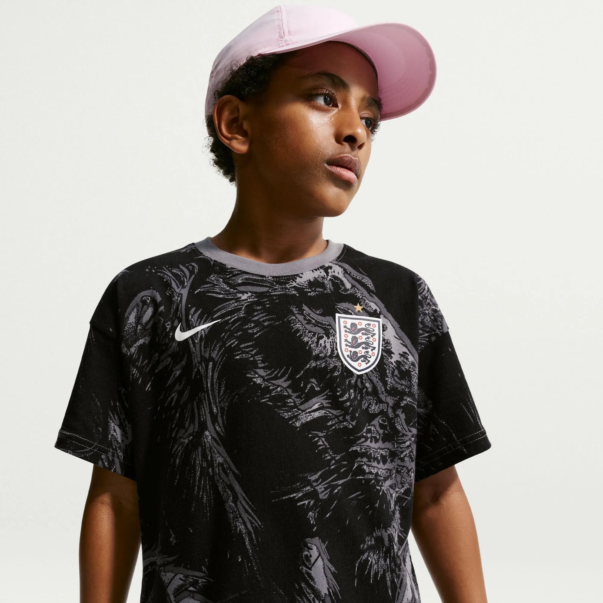 2026-27 England Youth All Over Print Tee Dark Steel Grey 