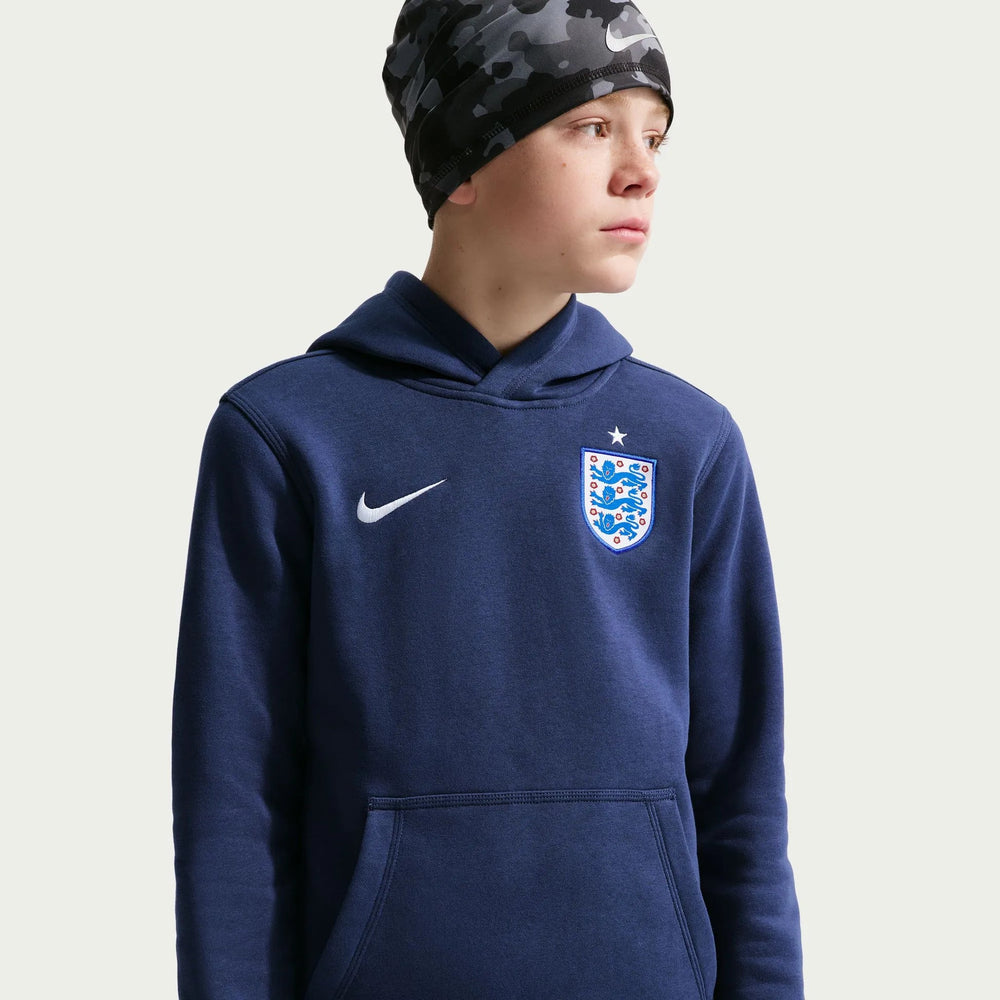 2026-27 England Youth Club Pullover Hoodie Midnight Navy/White 
