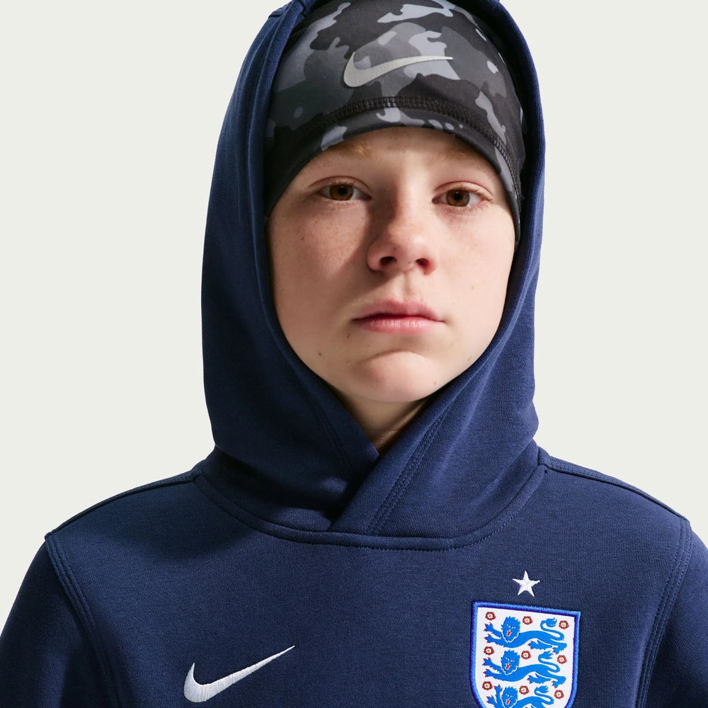 2026-27 England Youth Club Pullover Hoodie Midnight Navy/White 