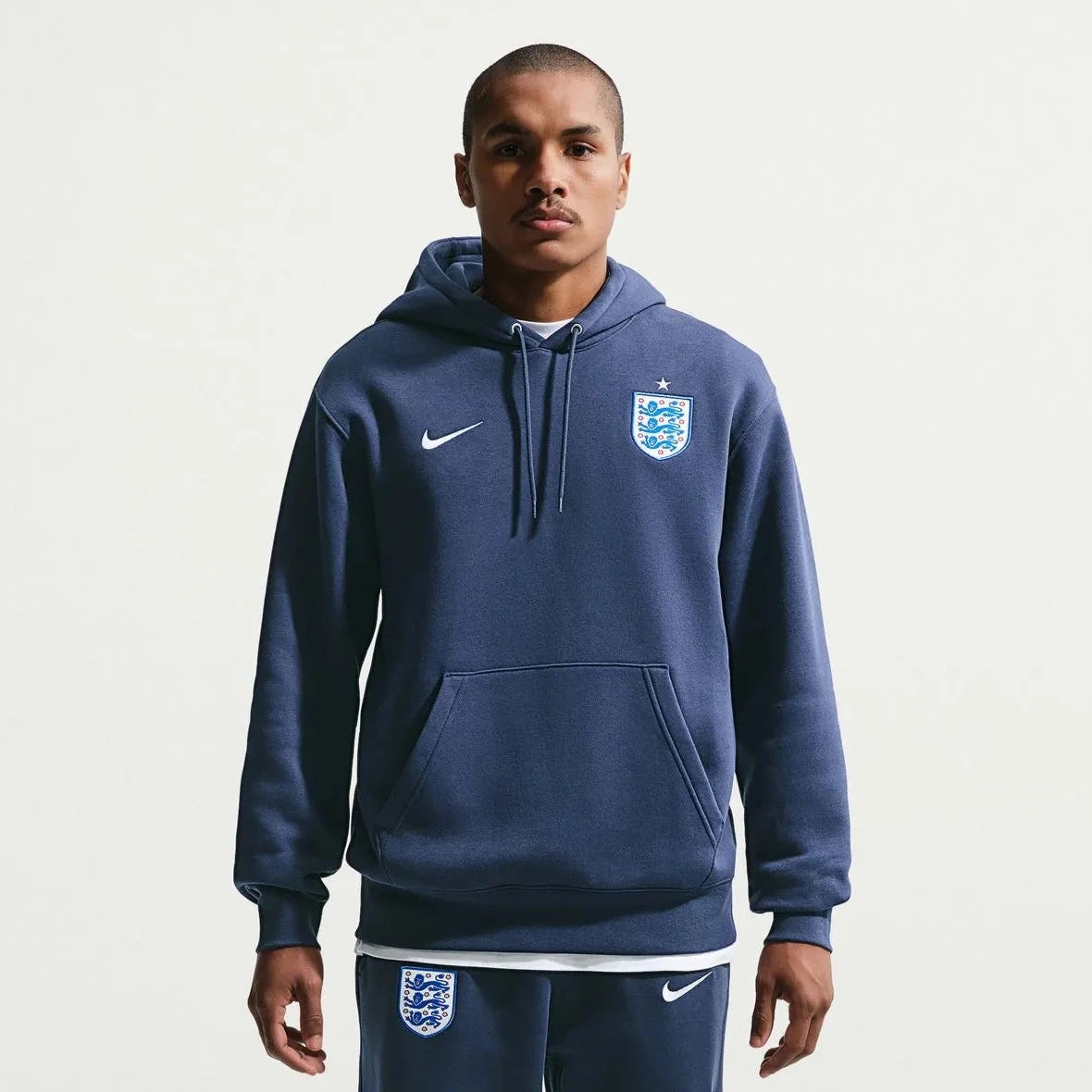 2026-27 England Men's Club Pullover Hoodie Midnight Navy/White 