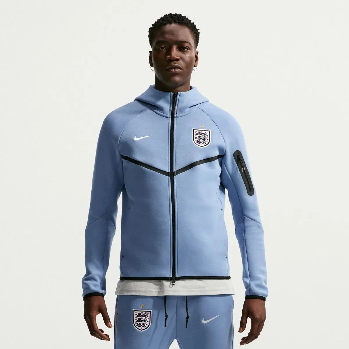 2026-27 England Men's Full-Zip Tech Fleece Hoodie Work Blue/White 